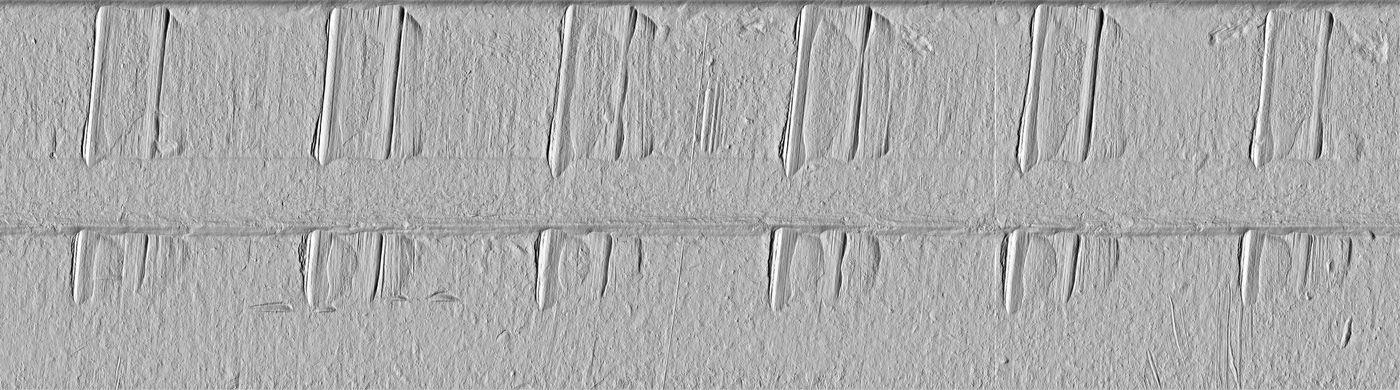 10 Rozvinutý plást střely se stopami vývrtu hlavně snímaný 3D scanerem BalScan