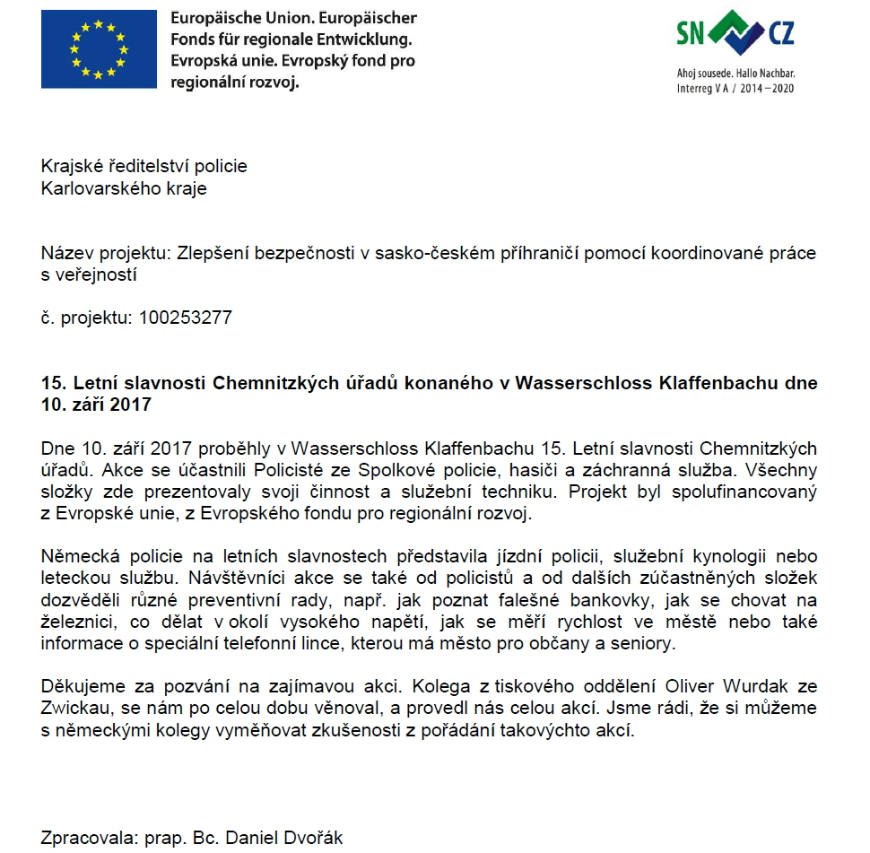 15. Letní slavnosti Chemnitzkých úřadů