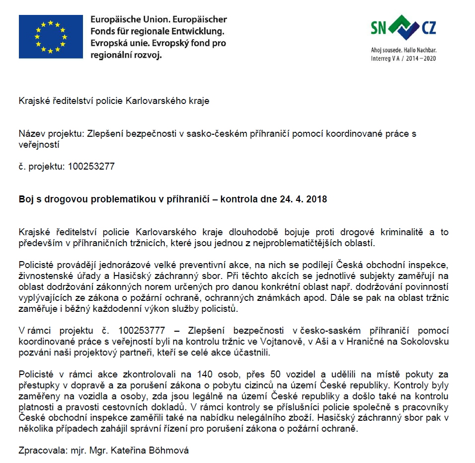 Boj s drogovou problematikou v příhraničí 2018
