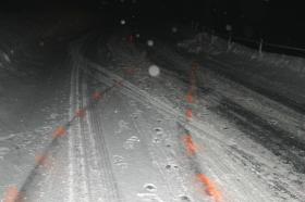 DN Lipová-lázně - stopy kličkujícího vozu