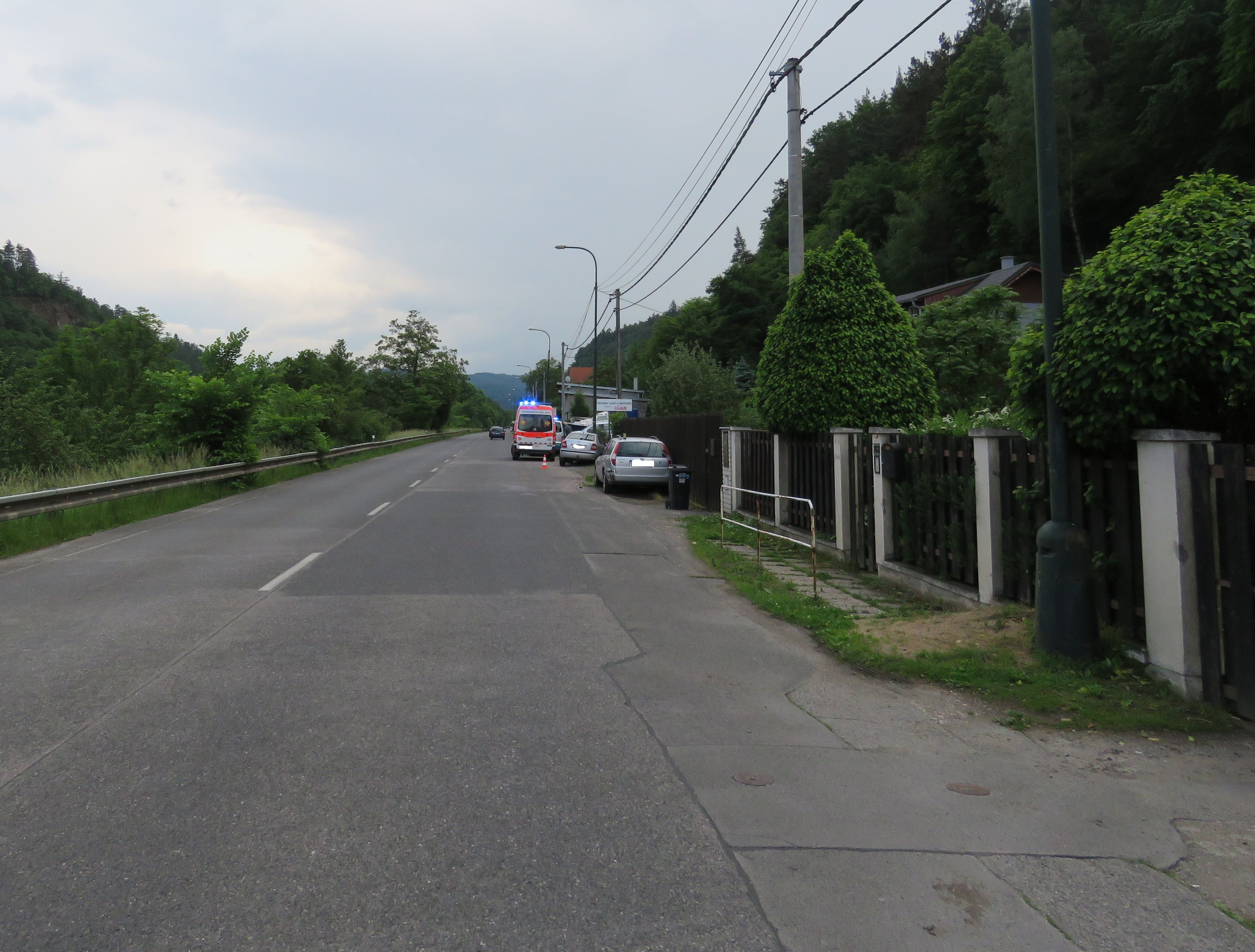 Dopravní nehoda Davle - situační pohled č. 1