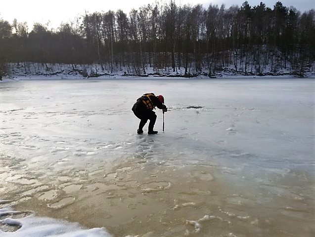 Měření ledu Varvažov 27. 1. 2016