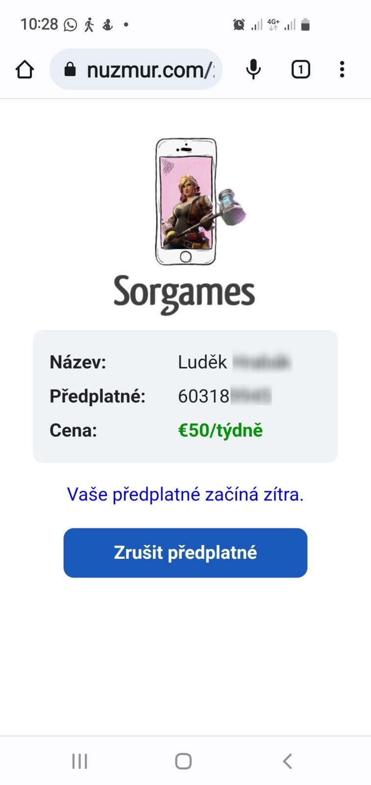 Odkaz na zrušení předplatného