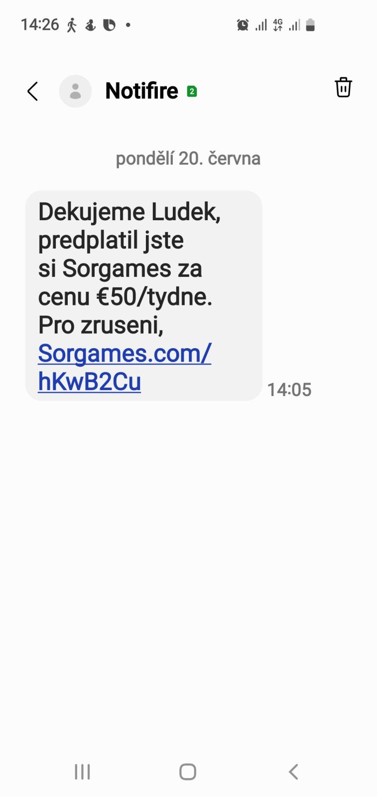 Podvodná SMS zpráva