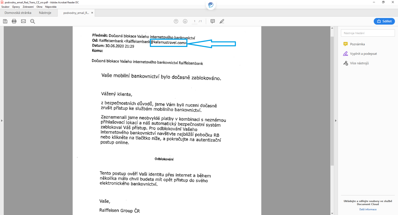 Podvodný email