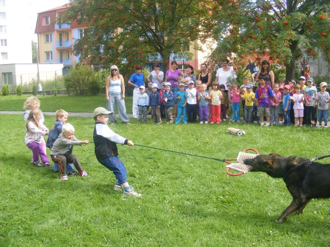 Předškoláci shlédli ukázky výcviku policejních psů.JPG