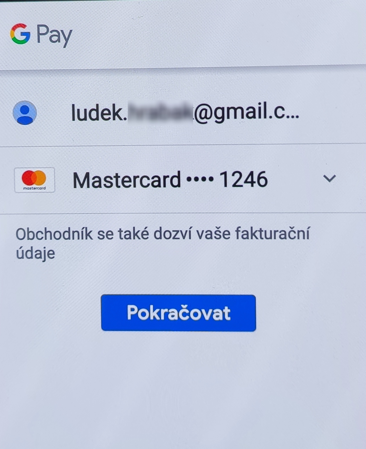 Přesměrování na aktivní platební kartu