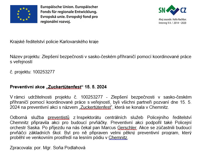 Preventivní akce Chemnitz 15. 5. 2024
