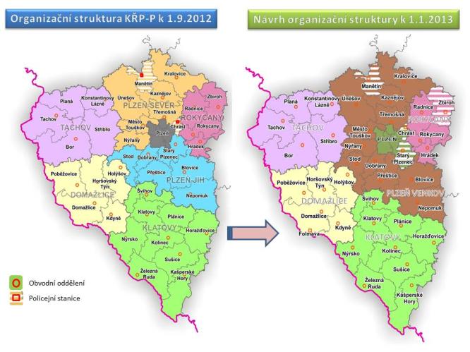 Srovnání organizační struktury - mapa