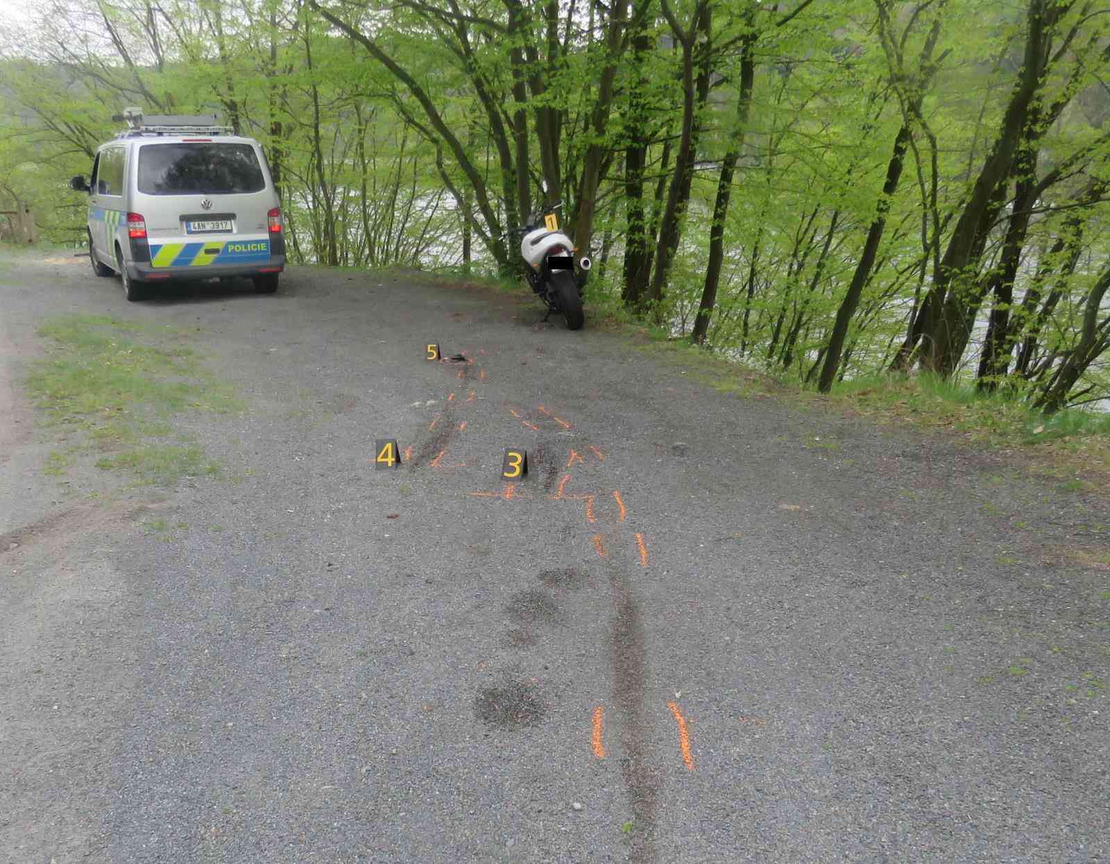 Štěchovice - místo havárie motocyklu