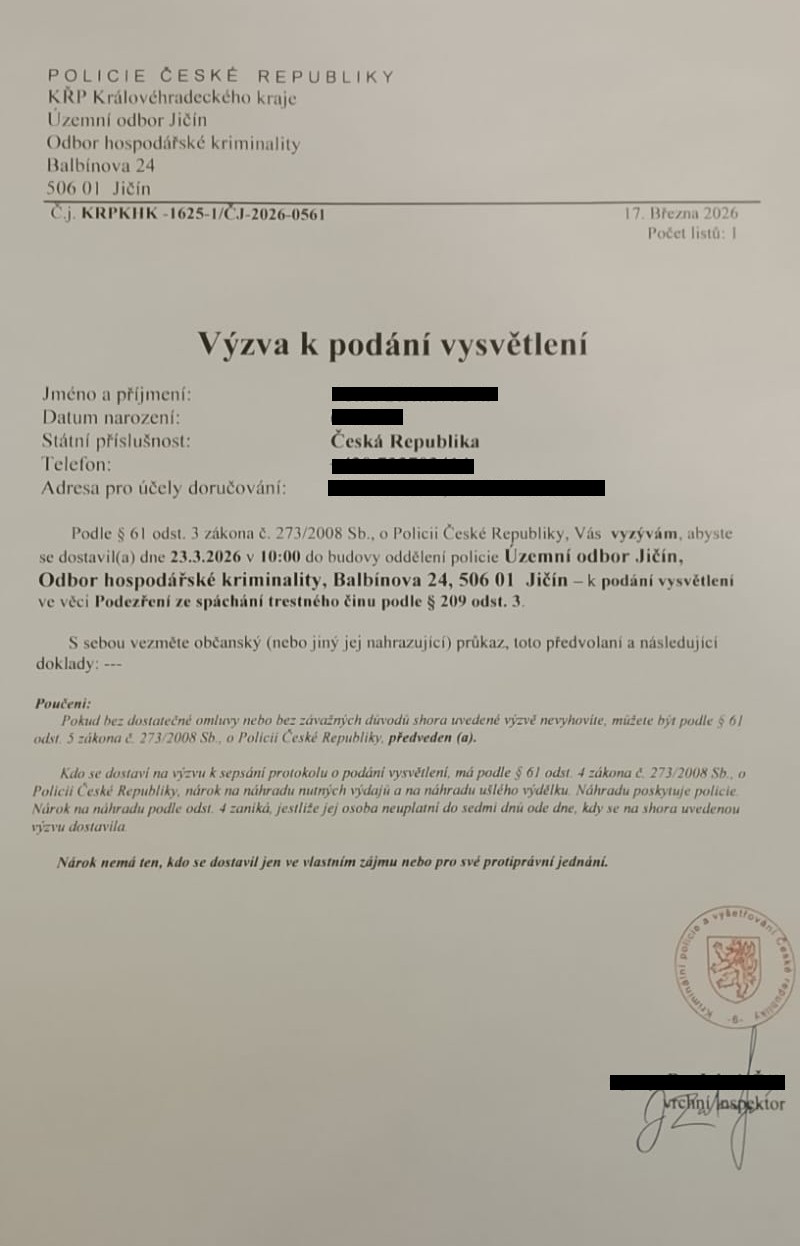 Výzva k podání vysvětlení