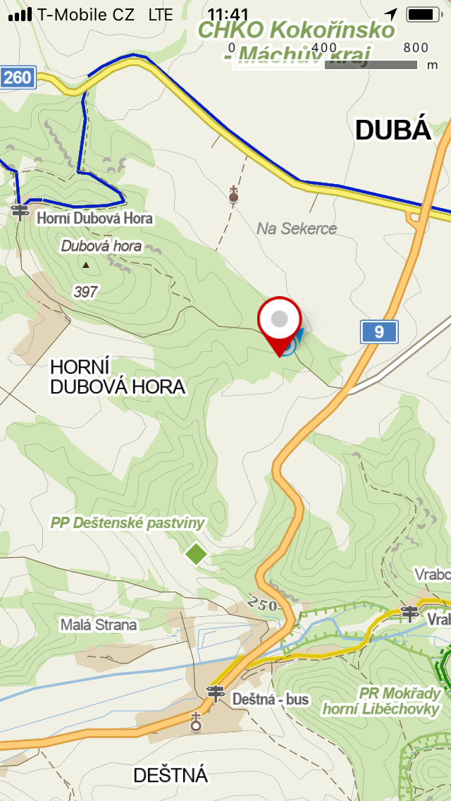 mapa Dubová hora