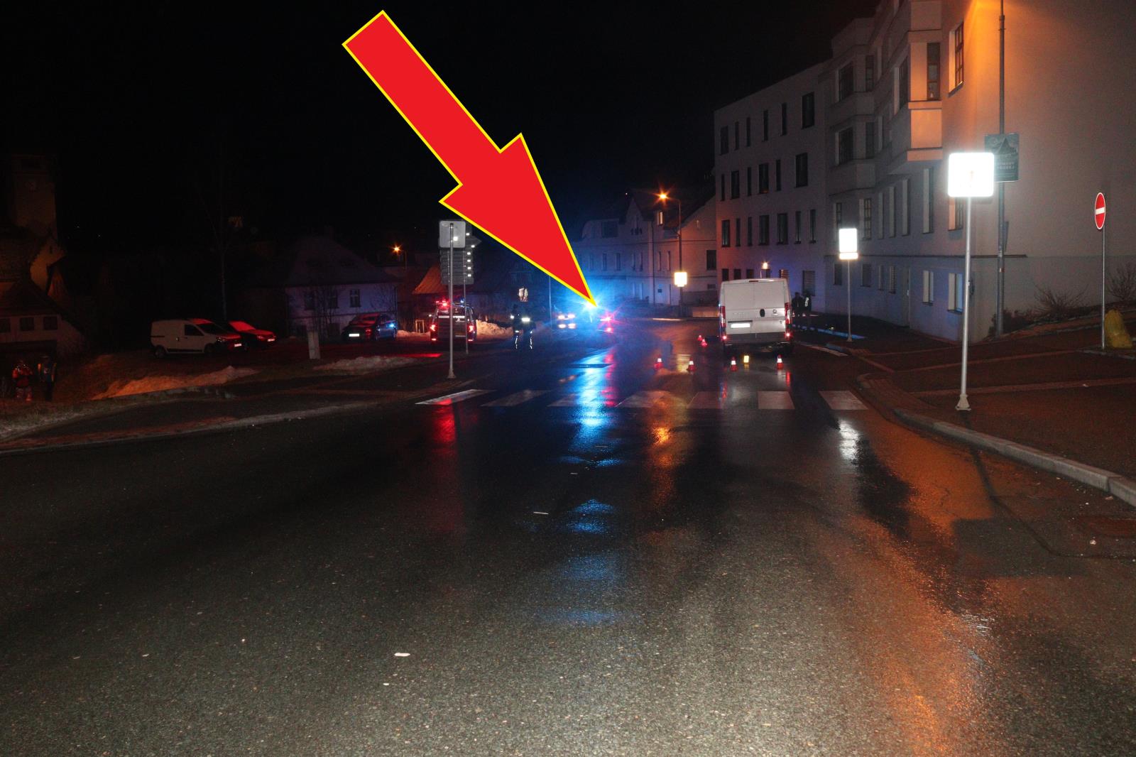 místo střetu chodce s dodávkou
