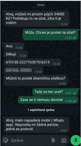 ukázka podvodné komunikace