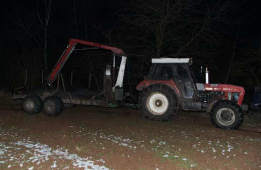 zajištěný traktor